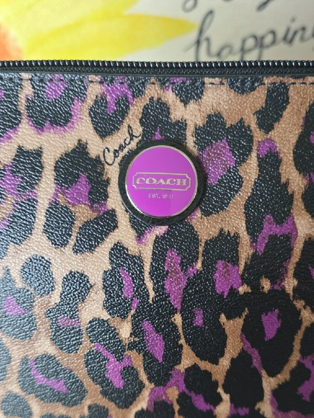 Coach OSCELOT Leopard Print Crossbody Purple, Tan And Black